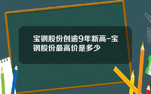 宝钢股份创逾9年新高-宝钢股份最高价是多少