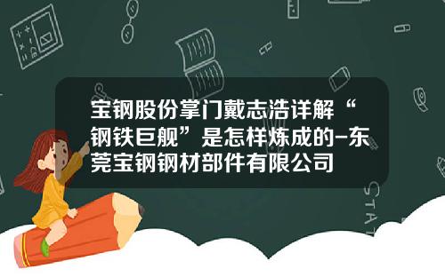 宝钢股份掌门戴志浩详解“钢铁巨舰”是怎样炼成的-东莞宝钢钢材部件有限公司