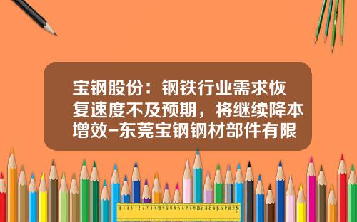 宝钢股份：钢铁行业需求恢复速度不及预期，将继续降本增效-东莞宝钢钢材部件有限公司