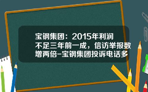 宝钢集团：2015年利润不足三年前一成，信访举报数增两倍-宝钢集团投诉电话多少