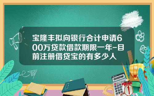 宝隆丰拟向银行合计申请600万贷款借款期限一年-目前注册借贷宝的有多少人