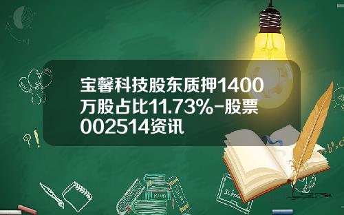 宝馨科技股东质押1400万股占比11.73%-股票002514资讯