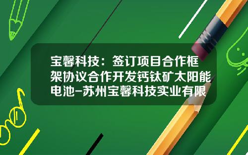 宝馨科技：签订项目合作框架协议合作开发钙钛矿太阳能电池-苏州宝馨科技实业有限公司