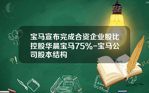宝马宣布完成合资企业股比控股华晨宝马75%-宝马公司股本结构