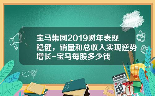 宝马集团2019财年表现稳健，销量和总收入实现逆势增长-宝马每股多少钱