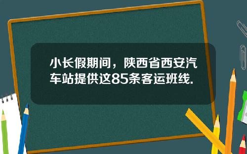 小长假期间，陕西省西安汽车站提供这85条客运班线.