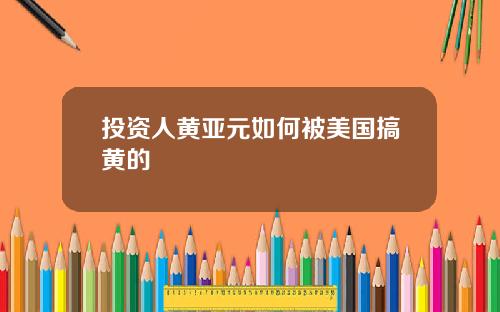 投资人黄亚元如何被美国搞黄的