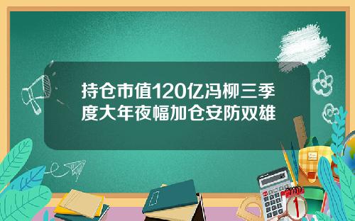 持仓市值120亿冯柳三季度大年夜幅加仓安防双雄