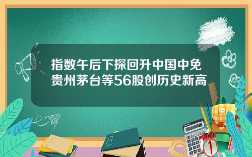指数午后下探回升中国中免贵州茅台等56股创历史新高