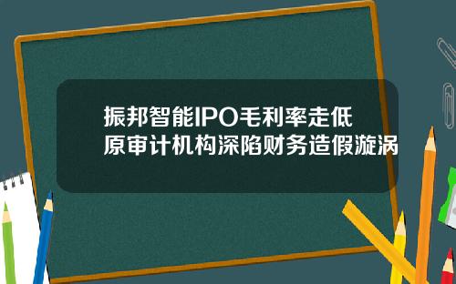 振邦智能IPO毛利率走低原审计机构深陷财务造假漩涡