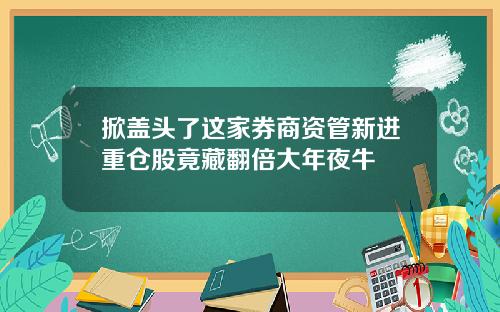 掀盖头了这家券商资管新进重仓股竟藏翻倍大年夜牛