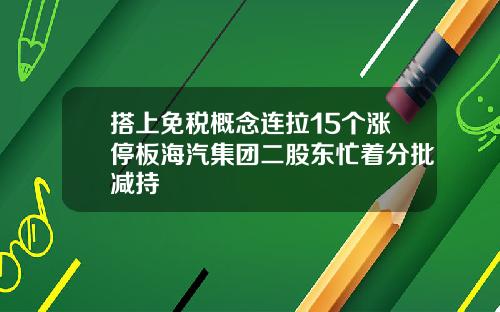 搭上免税概念连拉15个涨停板海汽集团二股东忙着分批减持