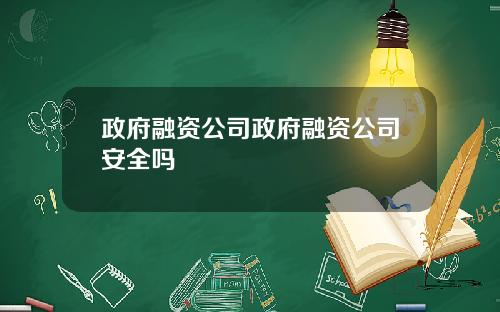 政府融资公司政府融资公司安全吗