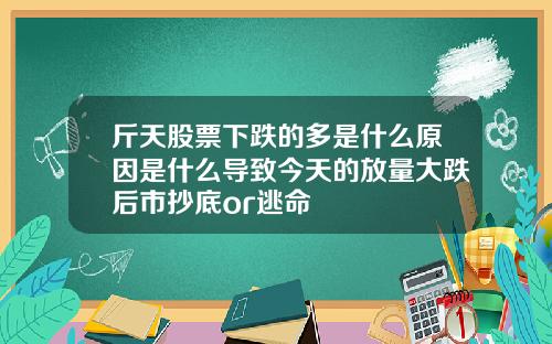 斤天股票下跌的多是什么原因是什么导致今天的放量大跌后市抄底or逃命