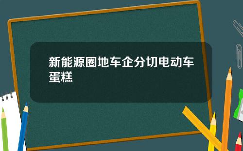 新能源圈地车企分切电动车蛋糕