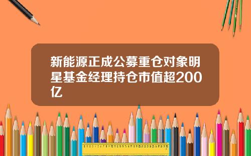新能源正成公募重仓对象明星基金经理持仓市值超200亿