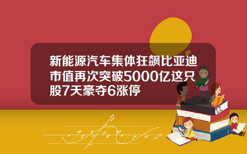 新能源汽车集体狂飙比亚迪市值再次突破5000亿这只股7天豪夺6涨停