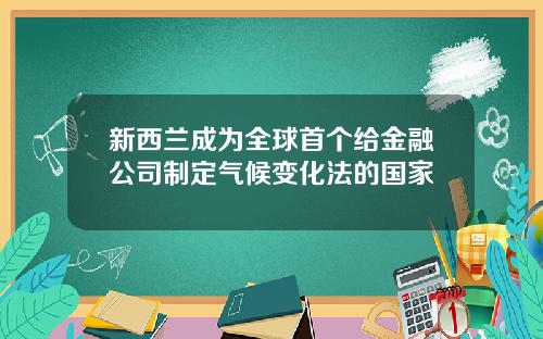 新西兰成为全球首个给金融公司制定气候变化法的国家