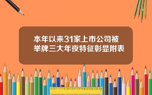 本年以来31家上市公司被举牌三大年夜特征彰显附表