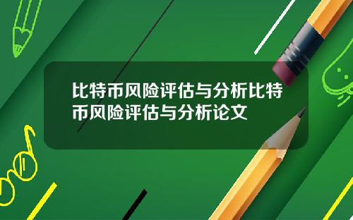比特币风险评估与分析比特币风险评估与分析论文