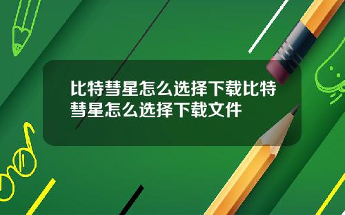 比特彗星怎么选择下载比特彗星怎么选择下载文件