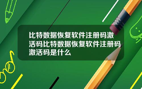 比特数据恢复软件注册码激活码比特数据恢复软件注册码激活码是什么
