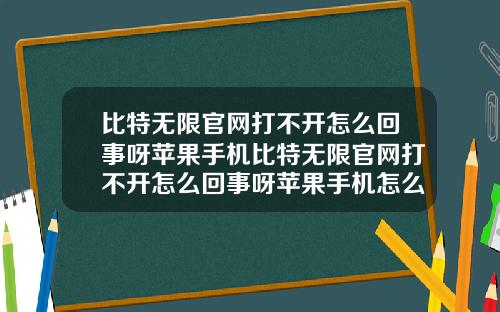 比特无限官网打不开怎么回事呀苹果手机比特无限官网打不开怎么回事呀苹果手机怎么设置
