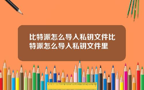 比特派怎么导入私钥文件比特派怎么导入私钥文件里