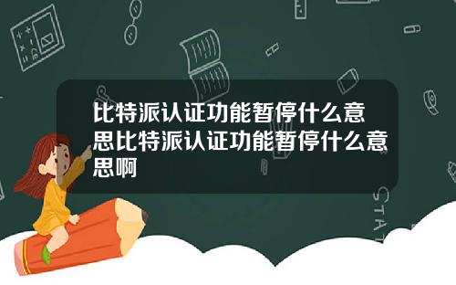 比特派认证功能暂停什么意思比特派认证功能暂停什么意思啊