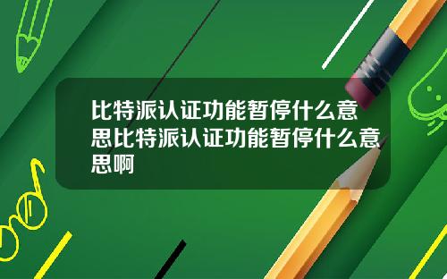 比特派认证功能暂停什么意思比特派认证功能暂停什么意思啊