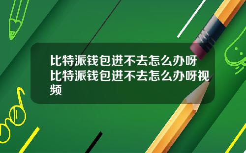 比特派钱包进不去怎么办呀比特派钱包进不去怎么办呀视频