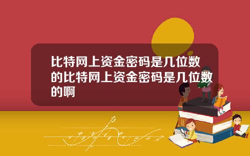 比特网上资金密码是几位数的比特网上资金密码是几位数的啊