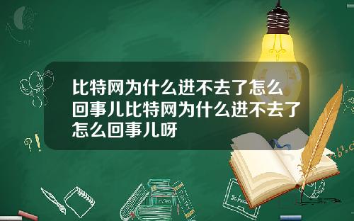 比特网为什么进不去了怎么回事儿比特网为什么进不去了怎么回事儿呀