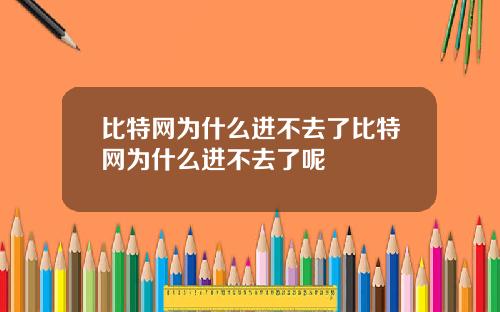 比特网为什么进不去了比特网为什么进不去了呢