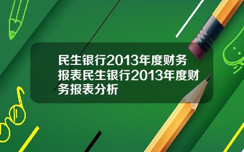 民生银行2013年度财务报表民生银行2013年度财务报表分析