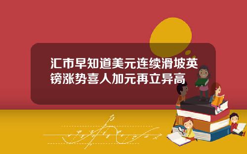 汇市早知道美元连续滑坡英镑涨势喜人加元再立异高
