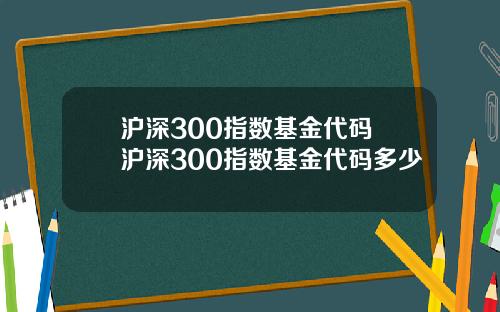 沪深300指数基金代码 沪深300指数基金代码多少