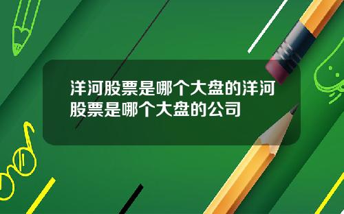 洋河股票是哪个大盘的洋河股票是哪个大盘的公司