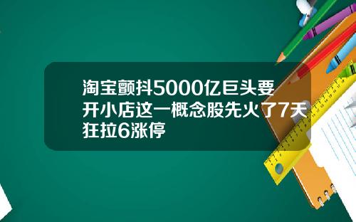 淘宝颤抖5000亿巨头要开小店这一概念股先火了7天狂拉6涨停