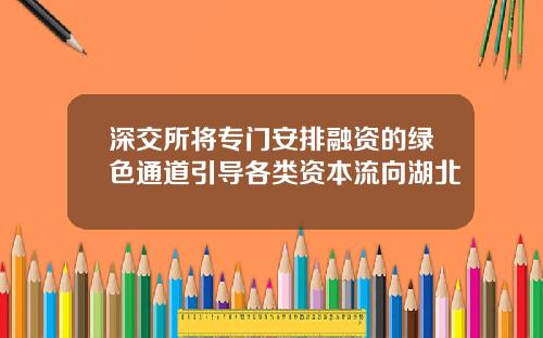 深交所将专门安排融资的绿色通道引导各类资本流向湖北