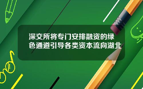 深交所将专门安排融资的绿色通道引导各类资本流向湖北