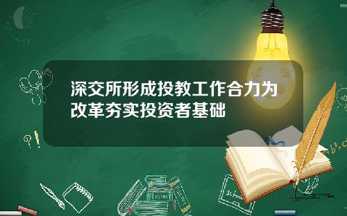 深交所形成投教工作合力为改革夯实投资者基础