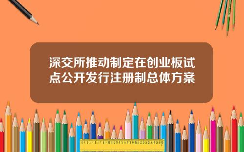 深交所推动制定在创业板试点公开发行注册制总体方案