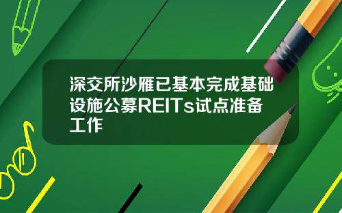 深交所沙雁已基本完成基础设施公募REITs试点准备工作