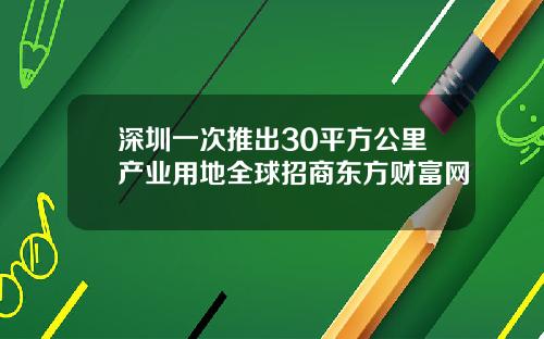 深圳一次推出30平方公里产业用地全球招商东方财富网