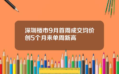 深圳楼市9月首周成交均价创5个月来单周新高
