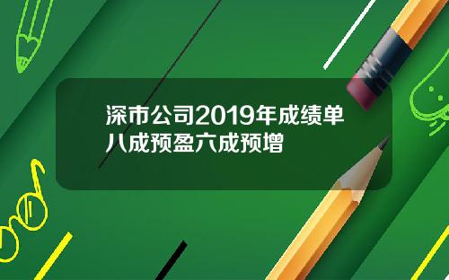 深市公司2019年成绩单八成预盈六成预增