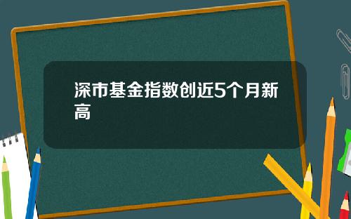 深市基金指数创近5个月新高