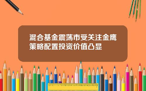 混合基金震荡市受关注金鹰策略配置投资价值凸显
