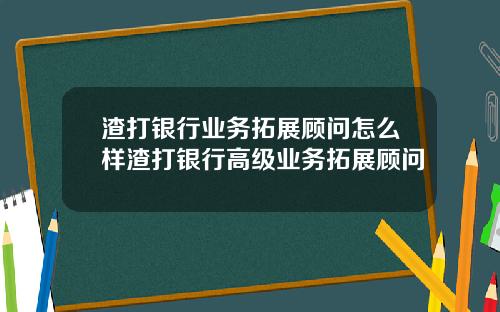 渣打银行业务拓展顾问怎么样渣打银行高级业务拓展顾问